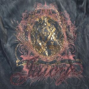 Juicy Couture Y2K Blue Velour Blingy Vintage Full Zip Jacket Size Small